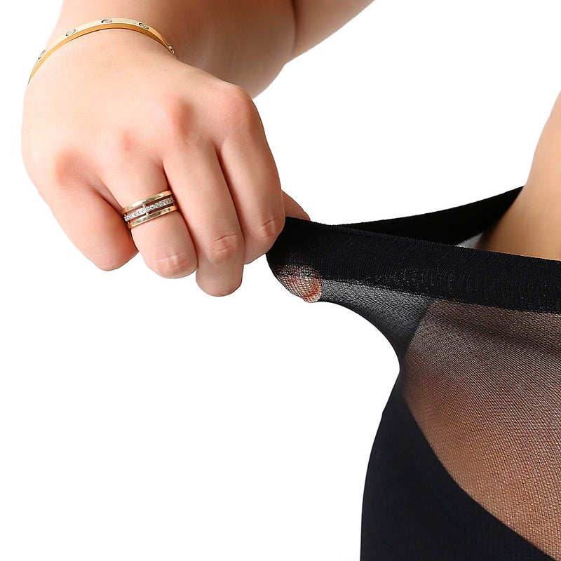 MANZI 4 Pairs Plus Size Pantyhose for Women 20 Denier Sheer Stocking(Black,3X-Large) - Image 5